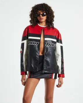 Neon Hart Koko Oversized Moto Jacket Black/Red