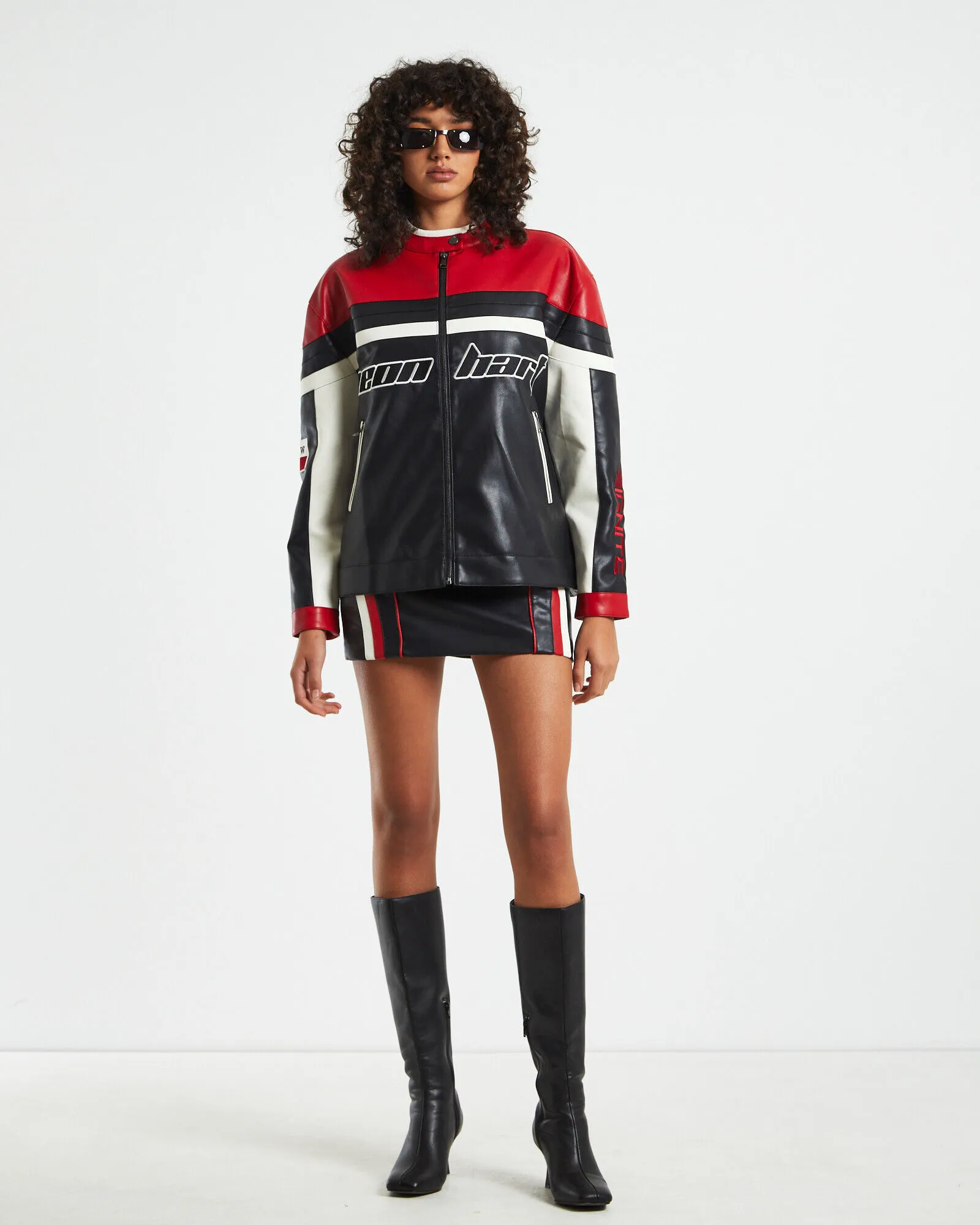 Neon Hart Koko Oversized Moto Jacket Black/Red