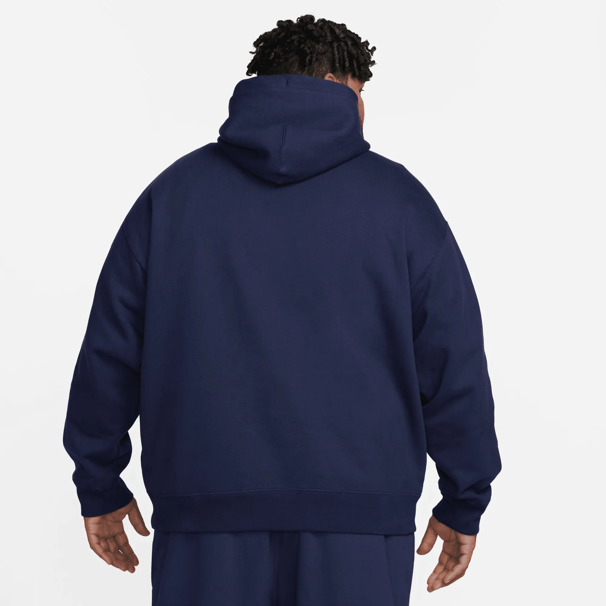 Nike Solo Swoosh Navy Blue Fleece Pullover Hoodie