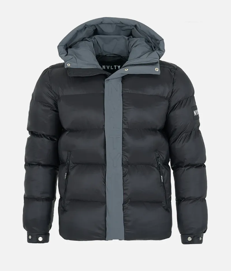 Nvlty Center Tone Puffer Jacket Black/Charcoal Grey | 30% Off