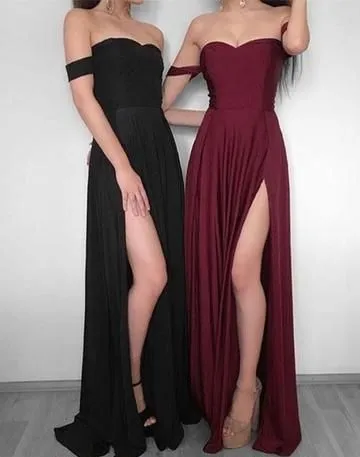 Off the Shoulder Side Slit Prom Dress | Long Party Dress