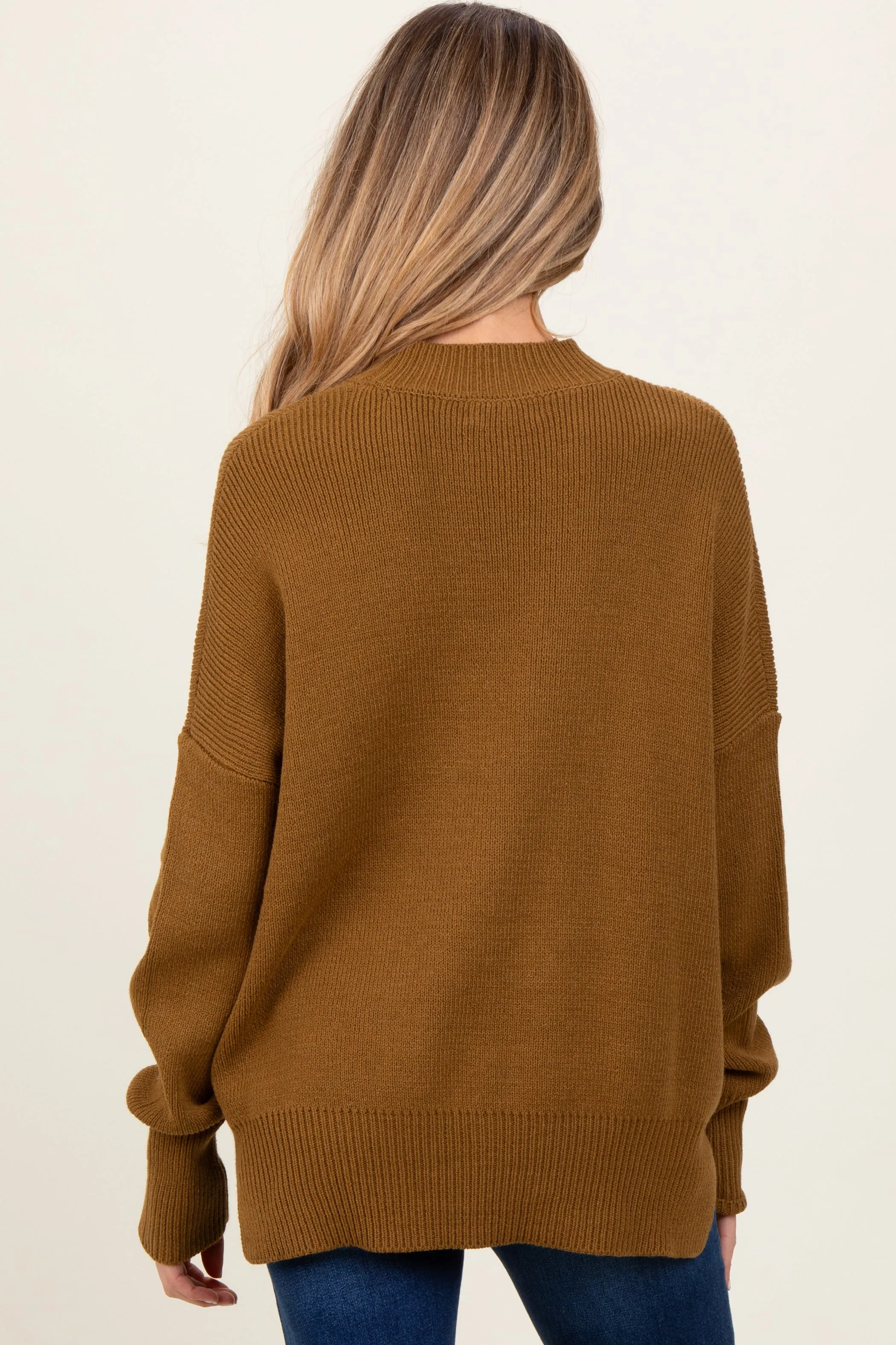 Olive Mock Neck Basic Maternity Sweater