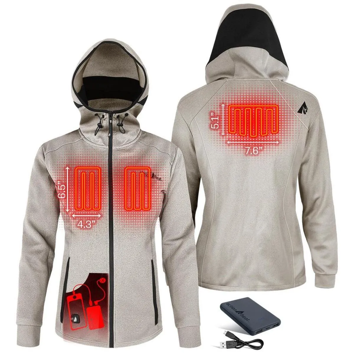 Open Box ActionHeat 5V Women's Slim Fit Battery Heated Hoodie