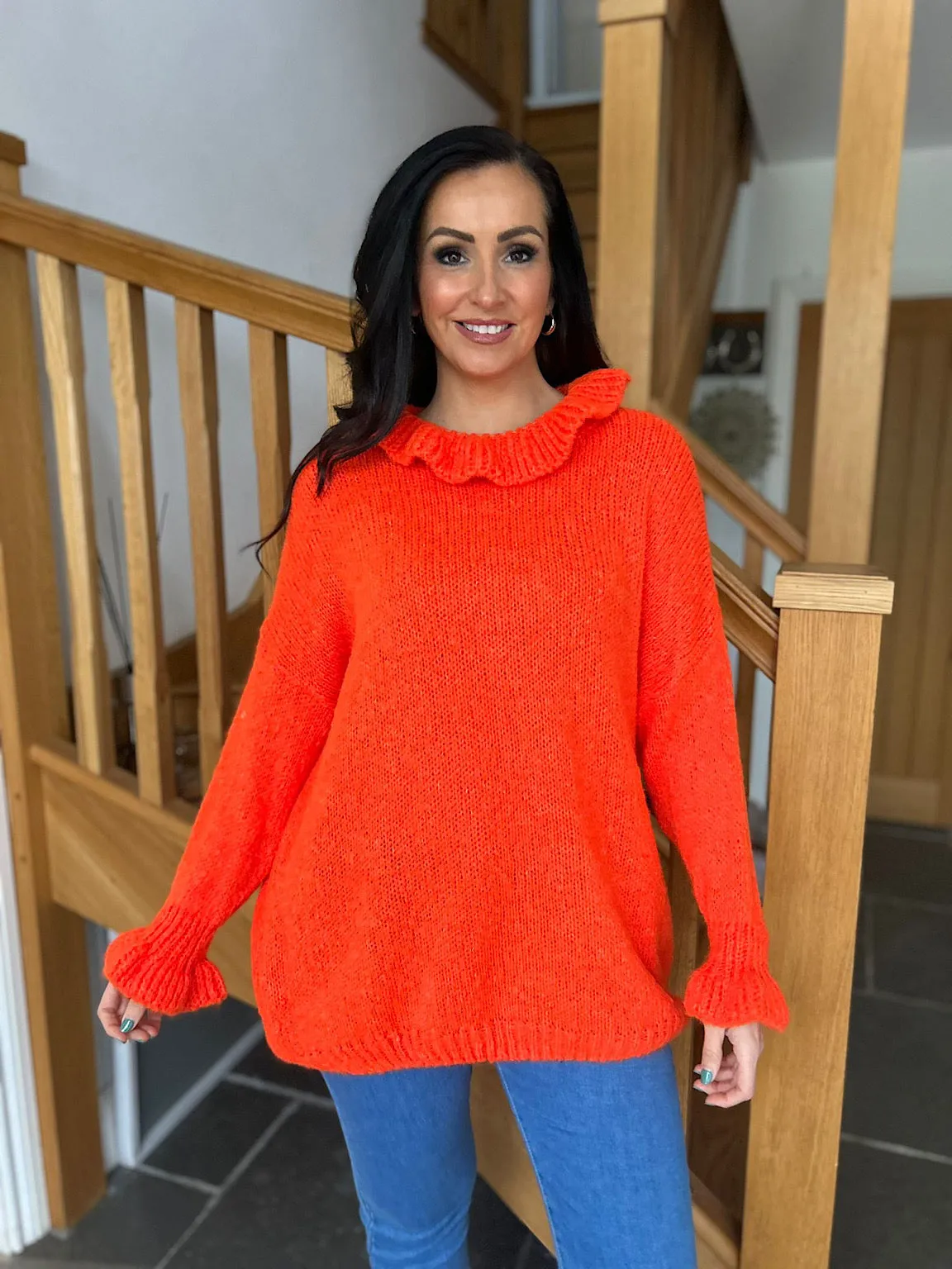 Orange Flute Neck Jumper Fiona