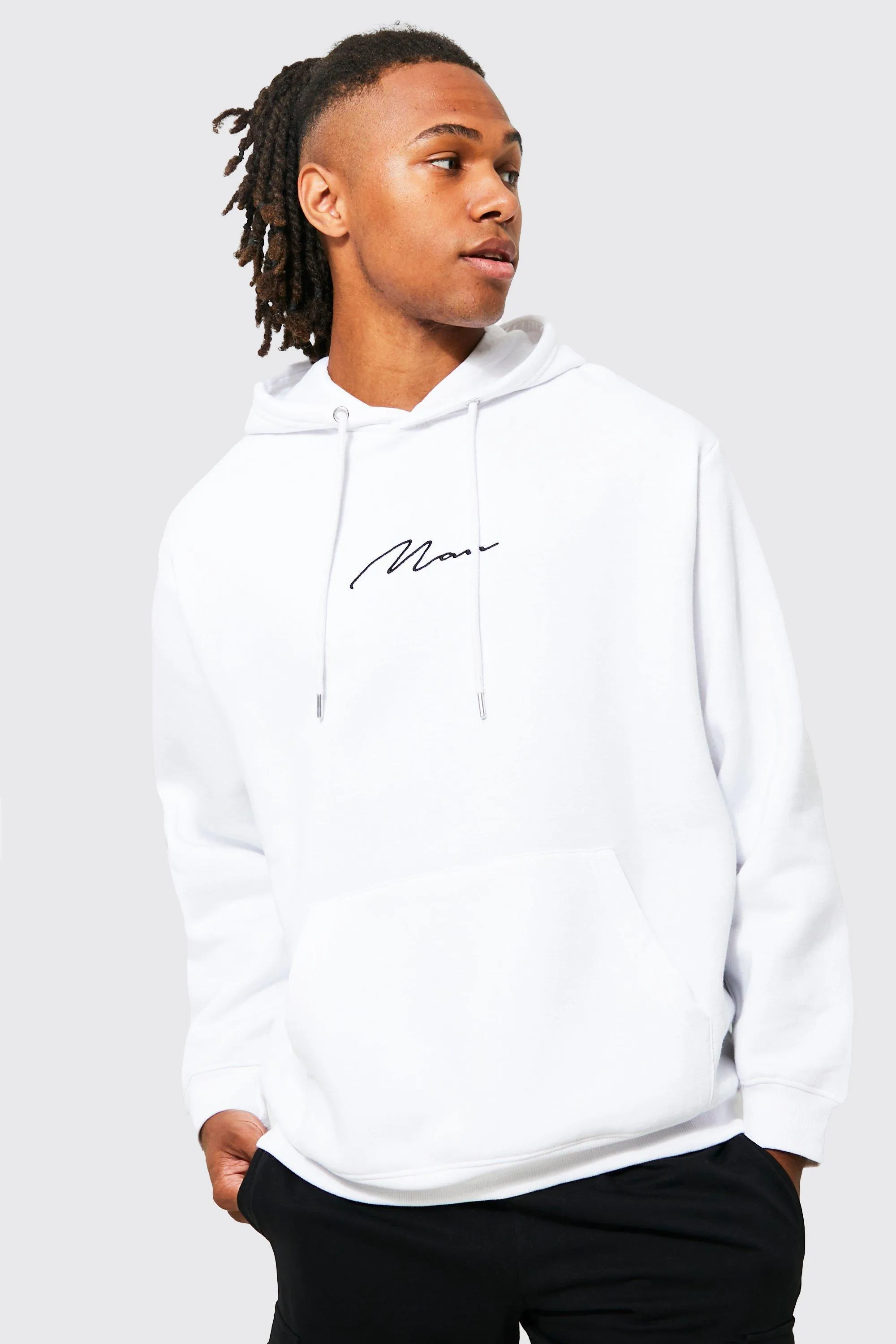 Oversized Man Signature Over The Head Hoodie | boohooMAN UK