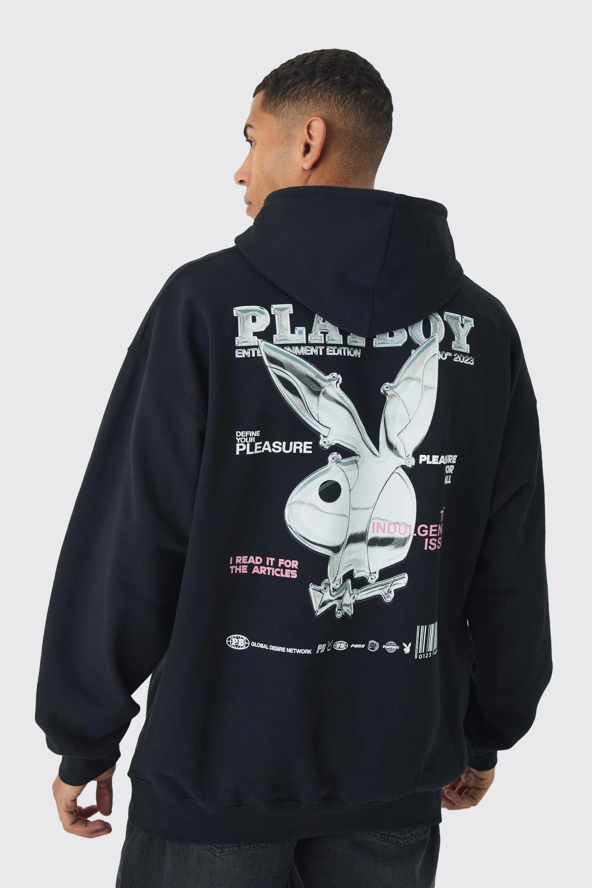 Oversized Playboy Varsity License Print Hoodie