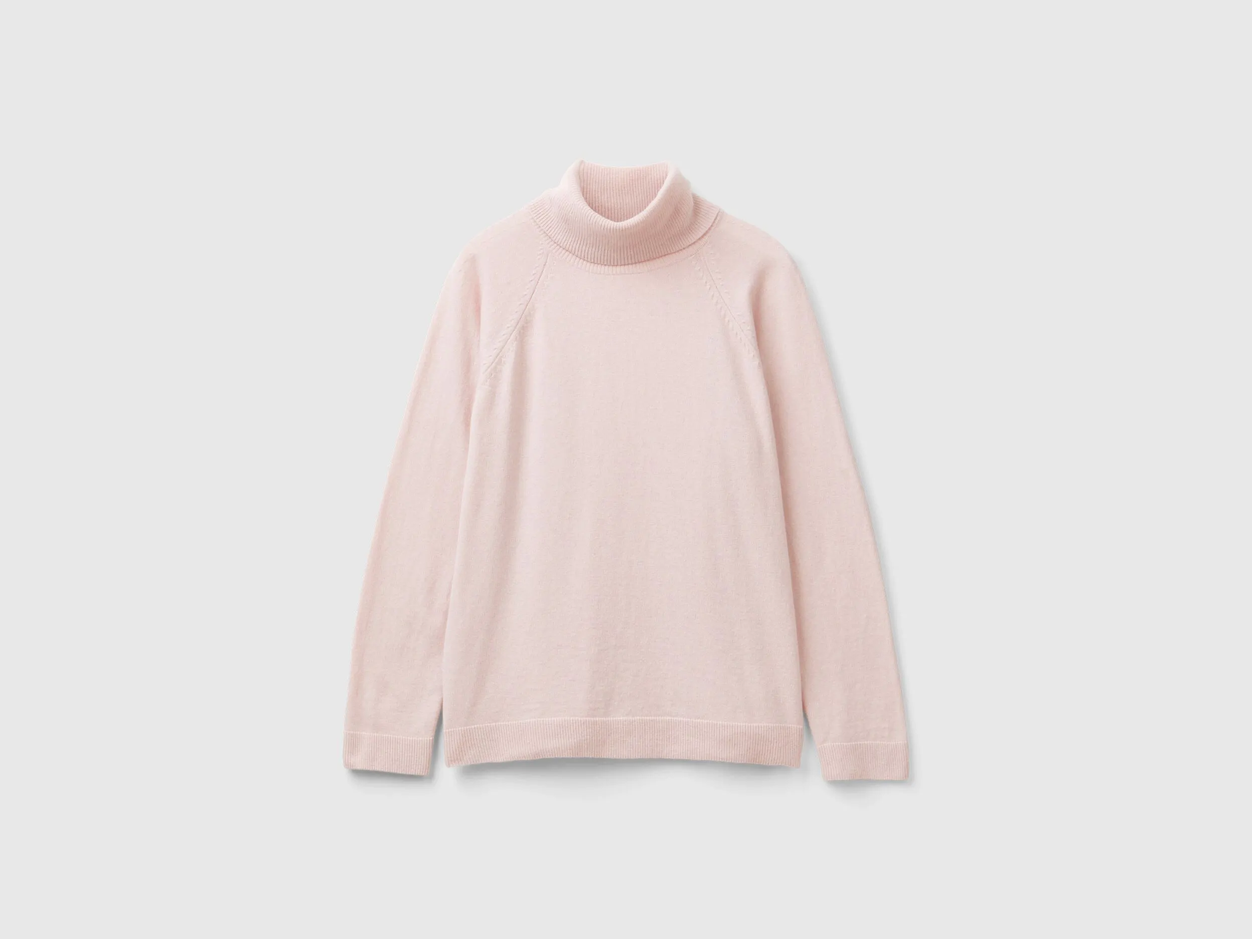 Pastel pink turtleneck in wool and cashmere blend - Pastel Pink | Benetton