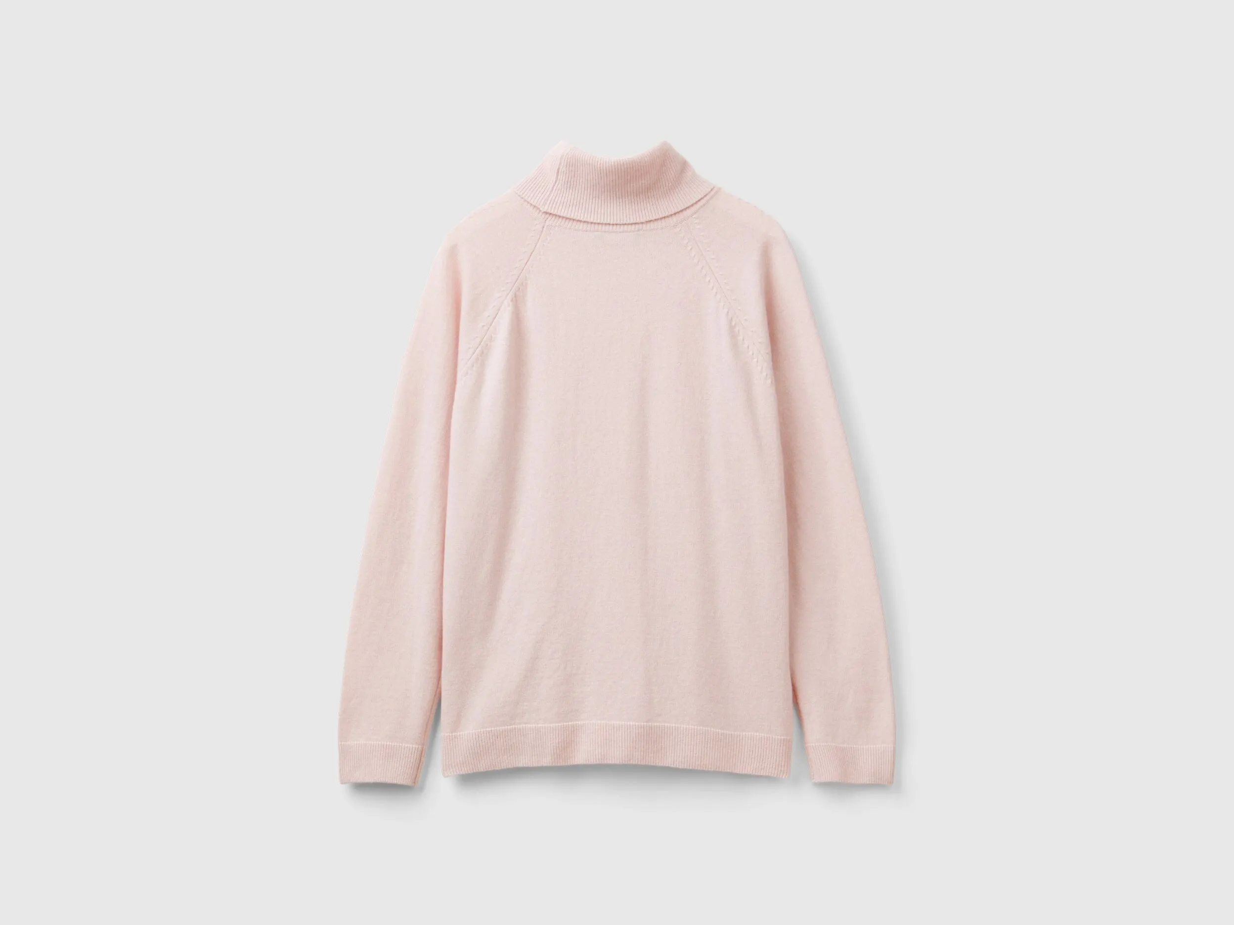 Pastel pink turtleneck in wool and cashmere blend - Pastel Pink | Benetton