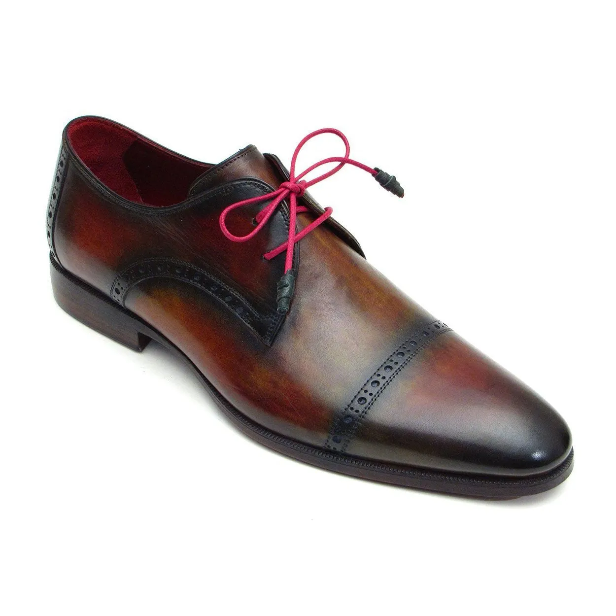 Paul Parkman 1247-MLT Men's Shoes Red, Brown & Green Calf-Skin Leather Derby Oxfords (PM6290)