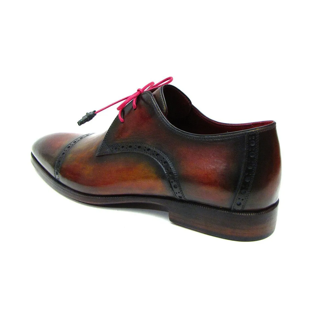 Paul Parkman 1247-MLT Men's Shoes Red, Brown & Green Calf-Skin Leather Derby Oxfords (PM6290)