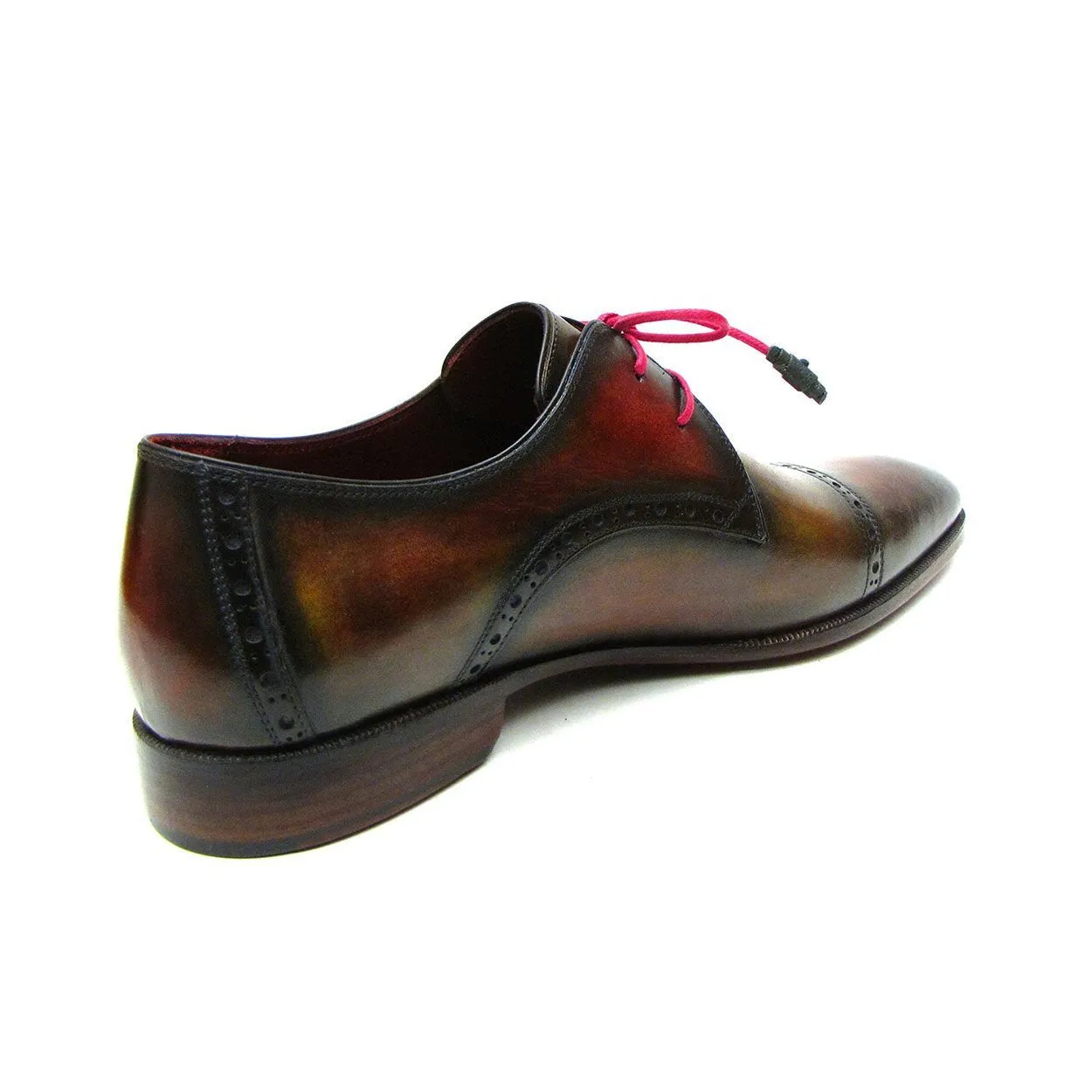 Paul Parkman 1247-MLT Men's Shoes Red, Brown & Green Calf-Skin Leather Derby Oxfords (PM6290)