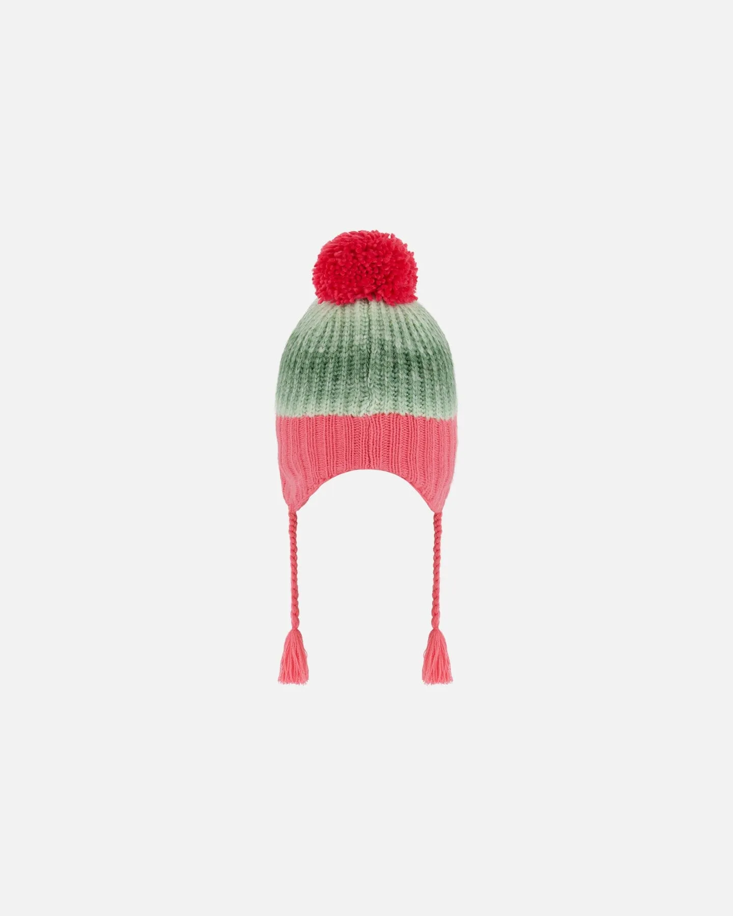 Peruvian Knit Hat Pink And Gradient Green