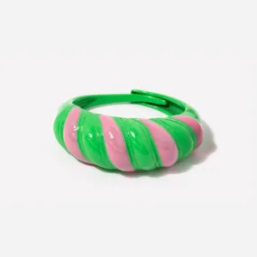 Pink Green Croissant Ring