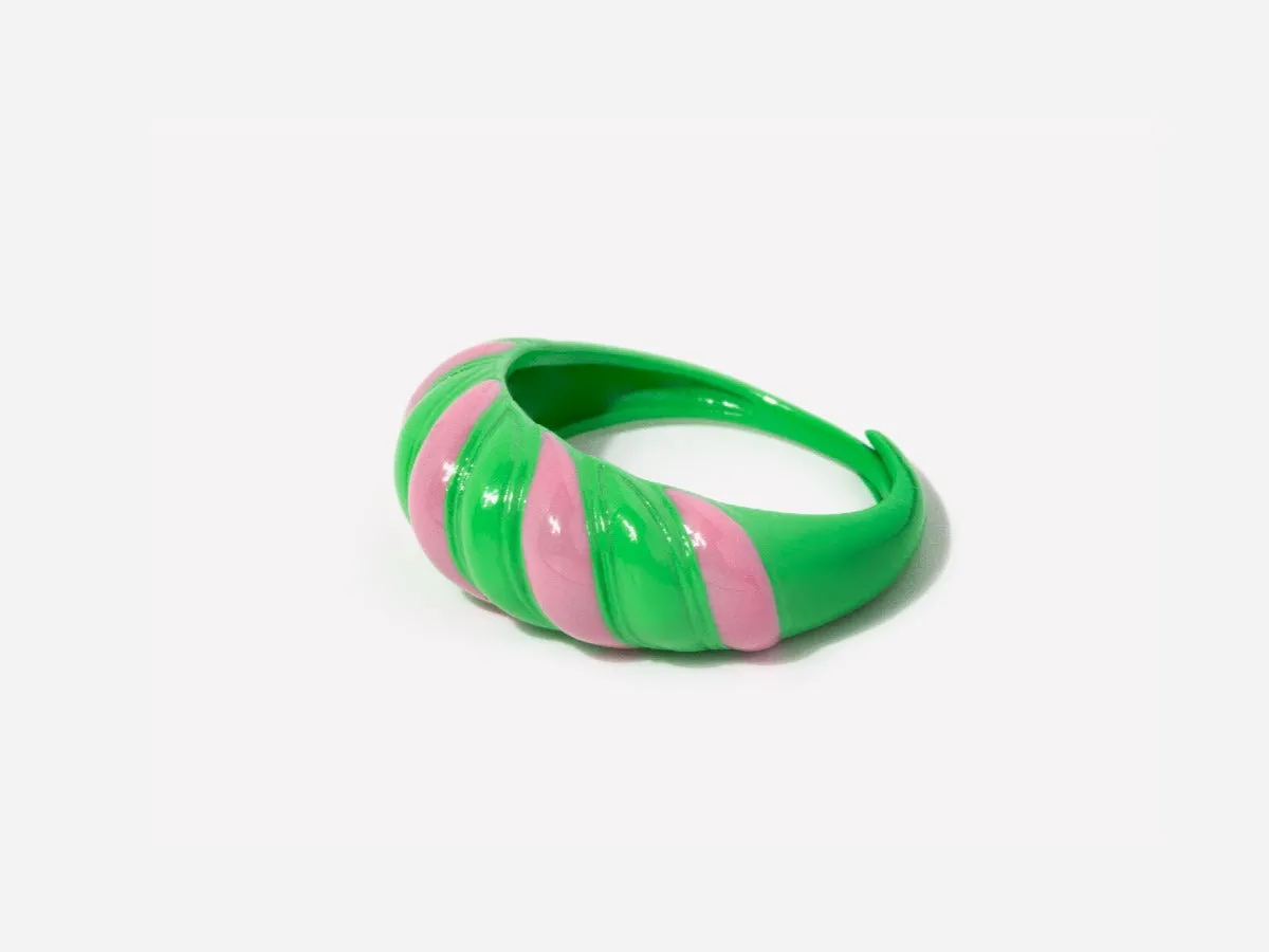 Pink Green Croissant Ring