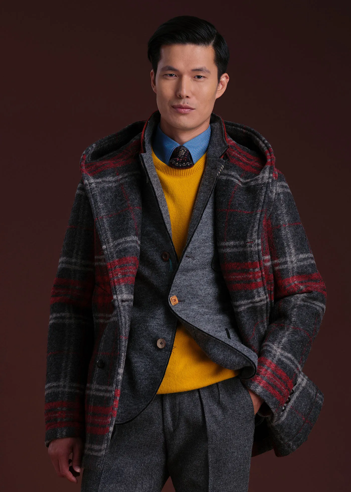 Plaid Hooded Coat