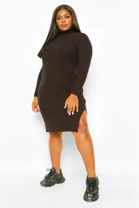 Plus Chunky Turtleneck Midaxi Sweater Dress