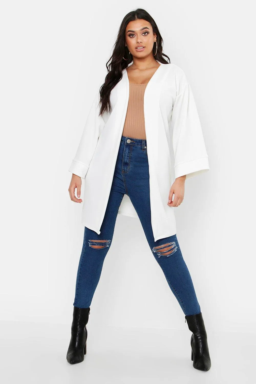 Plus Kimono Sleeve Duster Coat