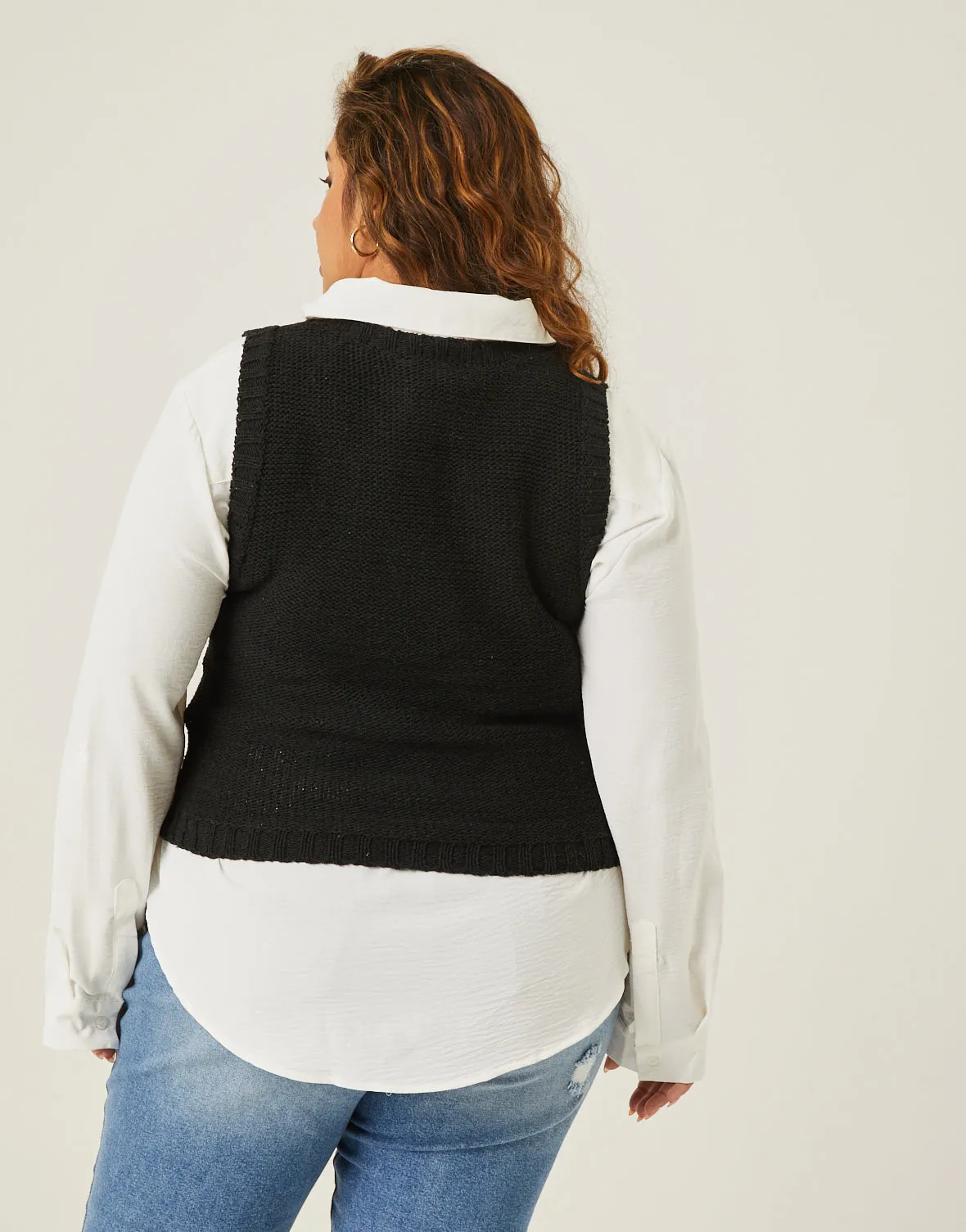 Plus Size Cable Knit Sweater Vest