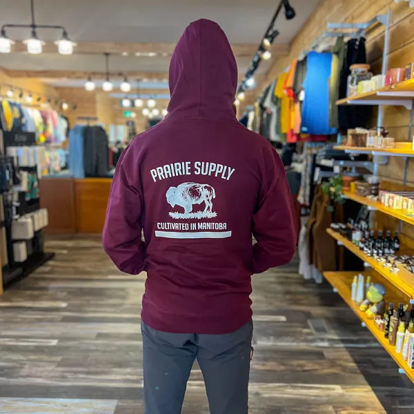 Prairie Supply Company Hoodies - Reverse Cultivated In Manitoba - Burgundy/White