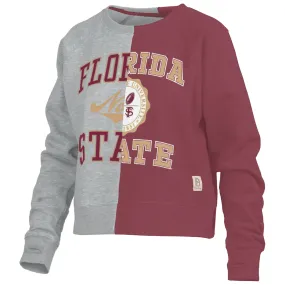 Pressbox Women's Florida State Design Half & Half Fleece Crew - Grey/Garnet