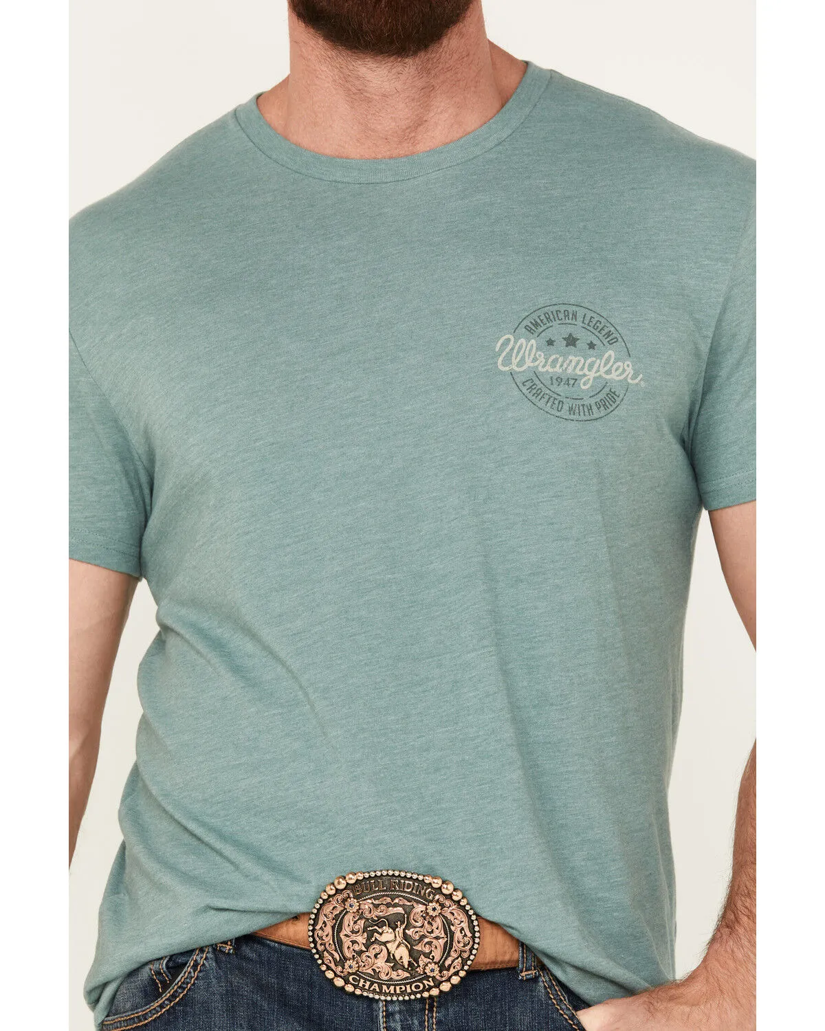 Product Name:  Wrangler Men's Boot Barn Exclusive Stamped Logo Short Sleeve Graphic T-Shirt