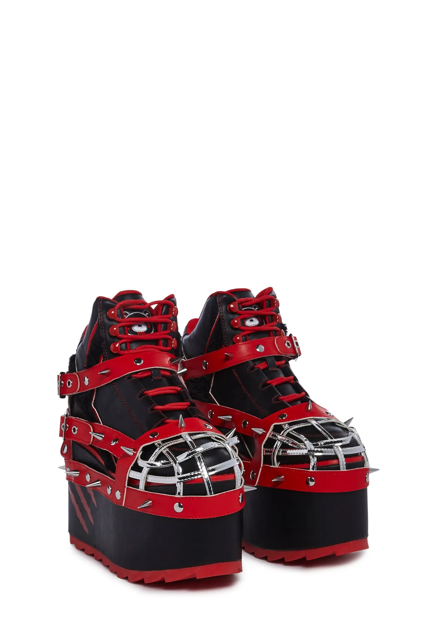 Qozmo Gloomy Bear Platform Sneakers - Red-