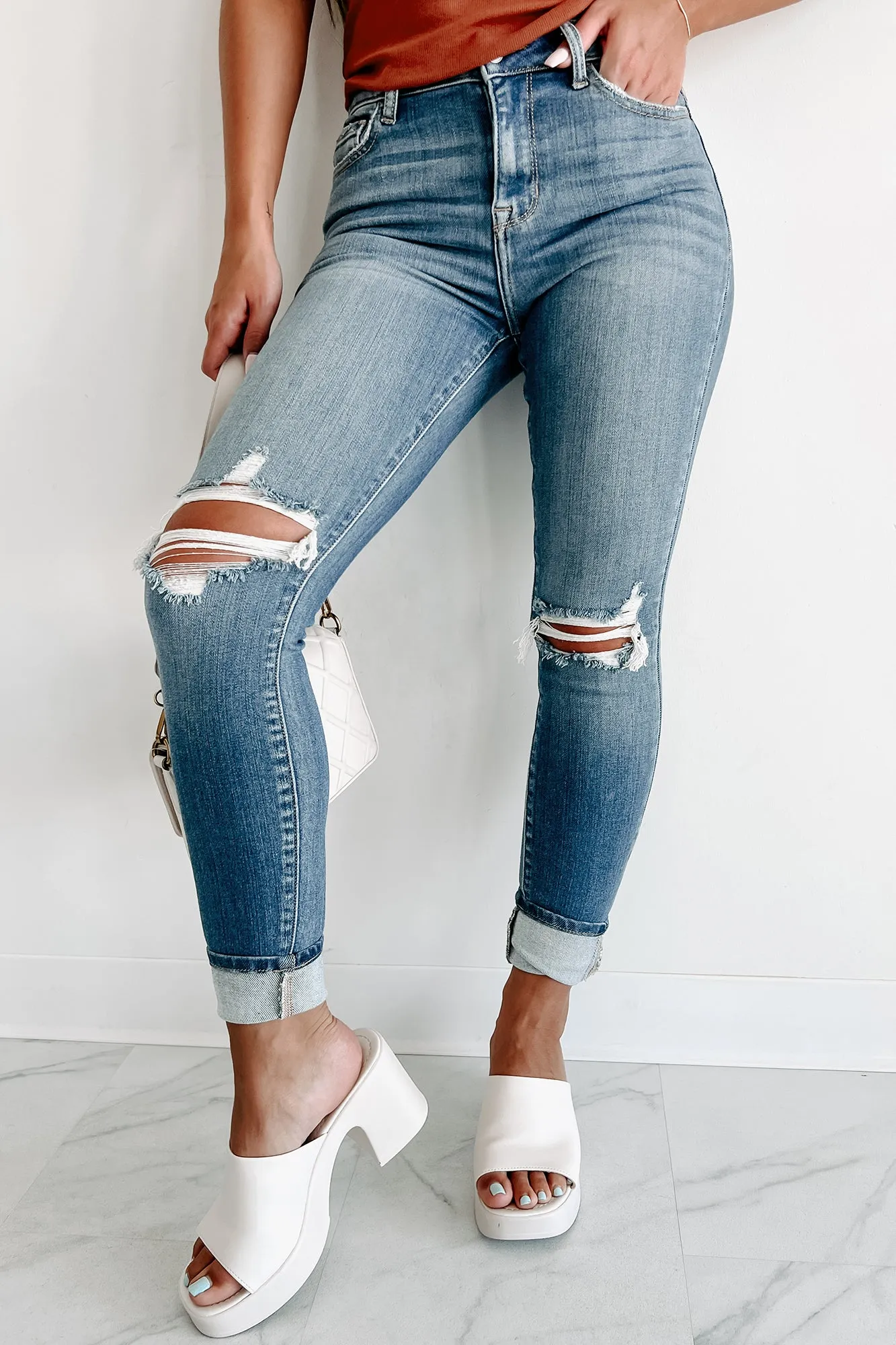 Rattle The Cage High Rise Cello Skinny Jeans (Medium Denim)