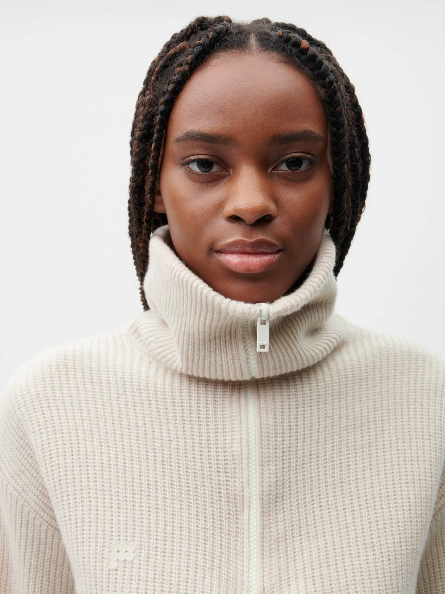 Recycled Cashmere Half Zip Sweater—oatmeal