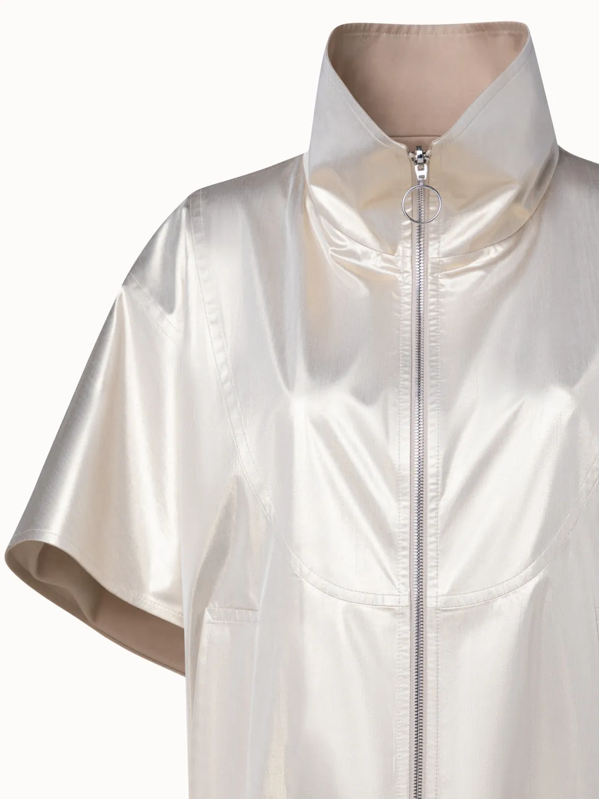 Reversible Lyocell Gabardine Jacket with Metallic Shine