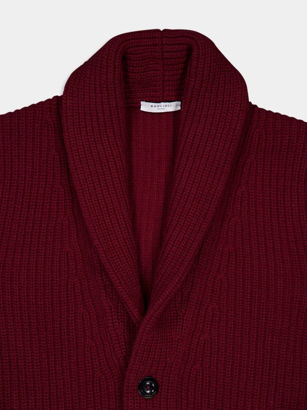 Ribbed Wool Burgundy Cardigan