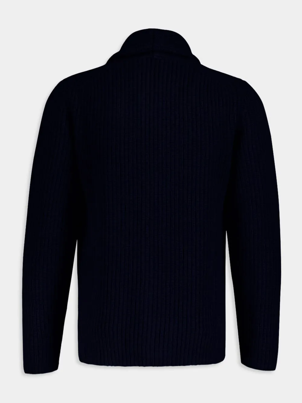 Ribbed Wool Navy Cardigan