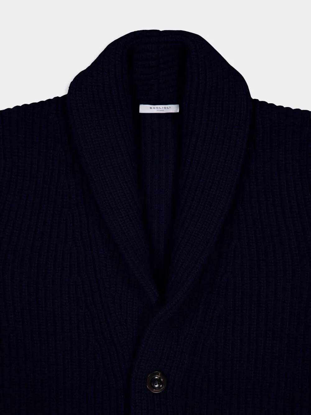 Ribbed Wool Navy Cardigan