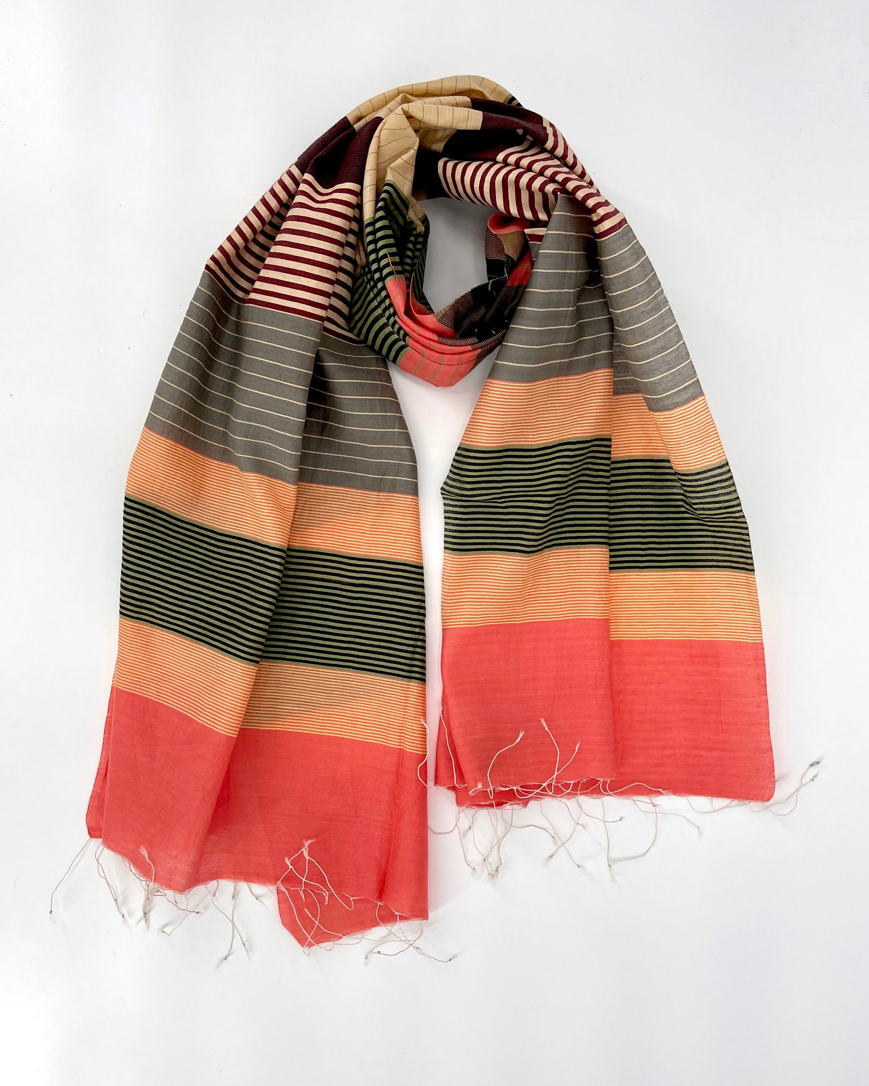 Samita Cotton & Silk Stripe Scarves