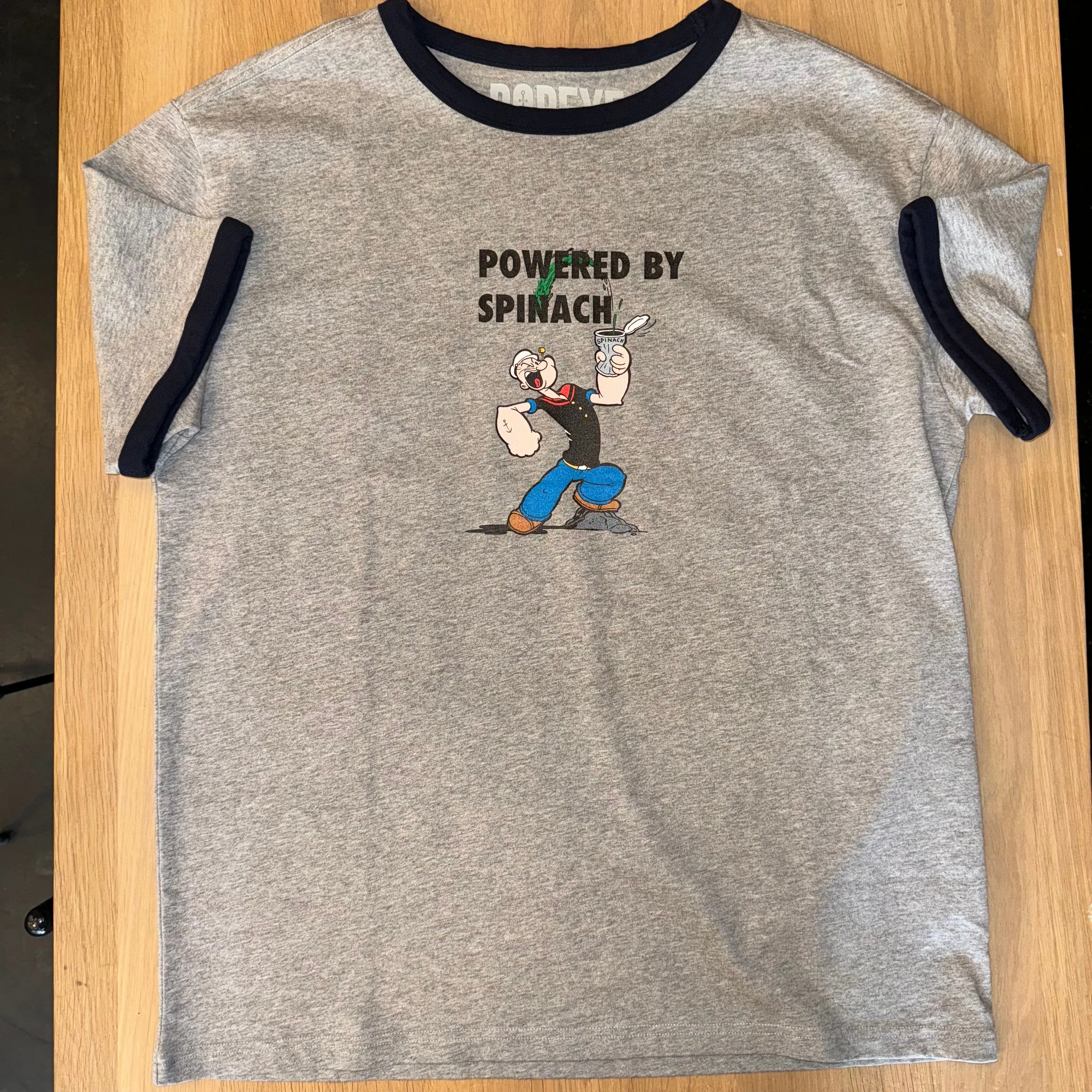 School of Life Projects - Popeye Ringer Spinach Tee (grey/navy)