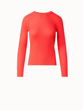 Seamless Silk Cotton Rib Knit Sweater