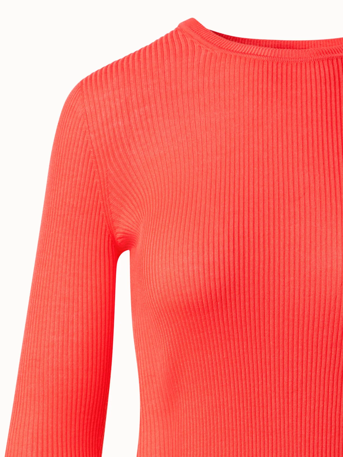 Seamless Silk Cotton Rib Knit Sweater