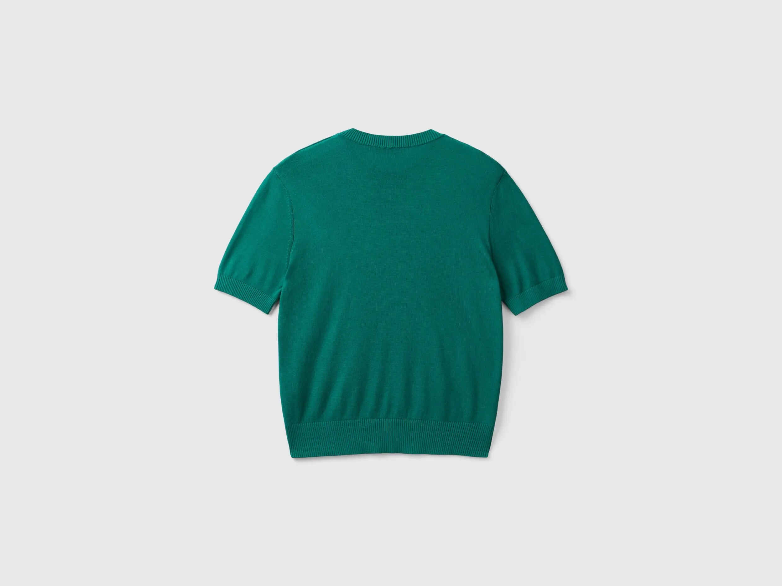 Short sleeve sweater - Dark Green | Benetton