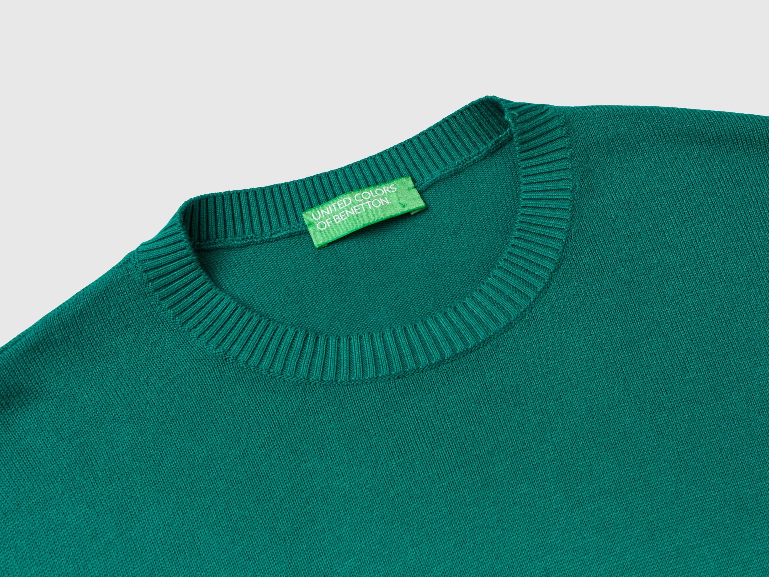 Short sleeve sweater - Dark Green | Benetton