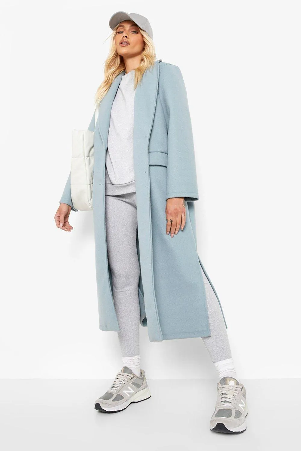 Side Split Hem Wool Look Coat