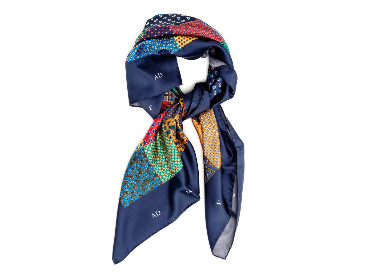 Silk Patchwork Foulard Classic Navy