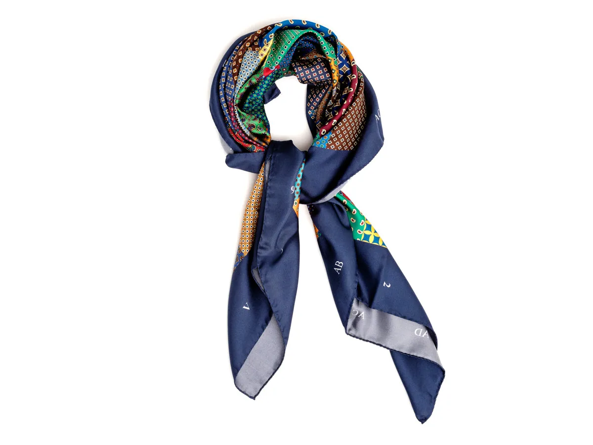 Silk Patchwork Foulard Classic Navy