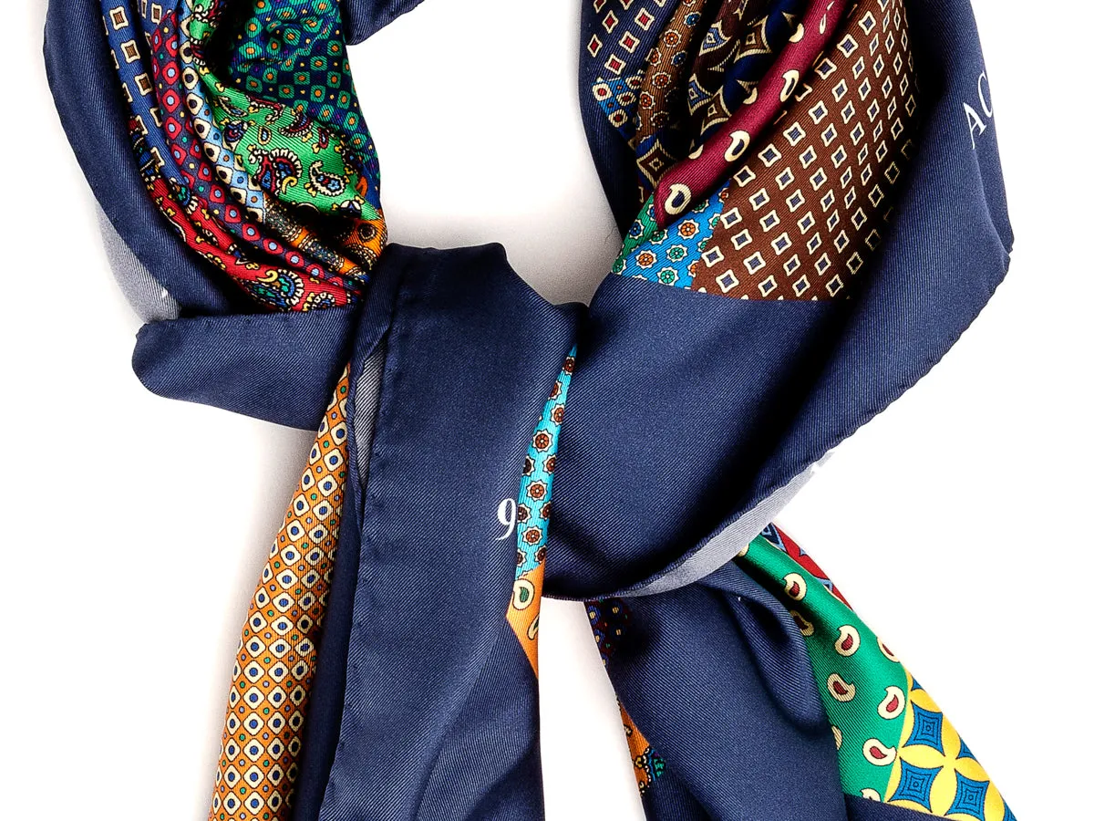 Silk Patchwork Foulard Classic Navy