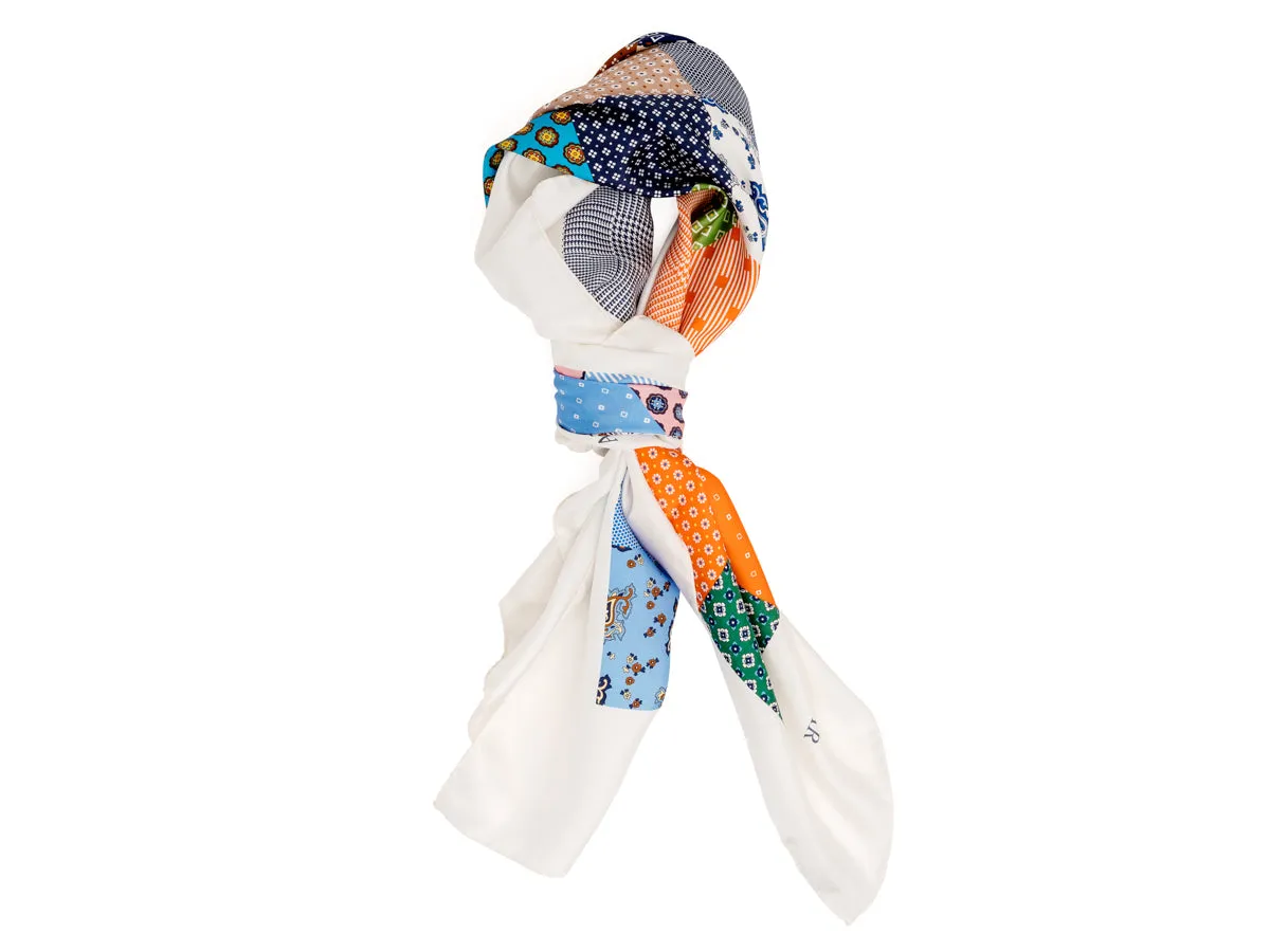 Silk Patchwork Foulard Classic White