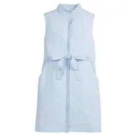 Sleeveless Allie Dress - Light Blue Thin Stripe