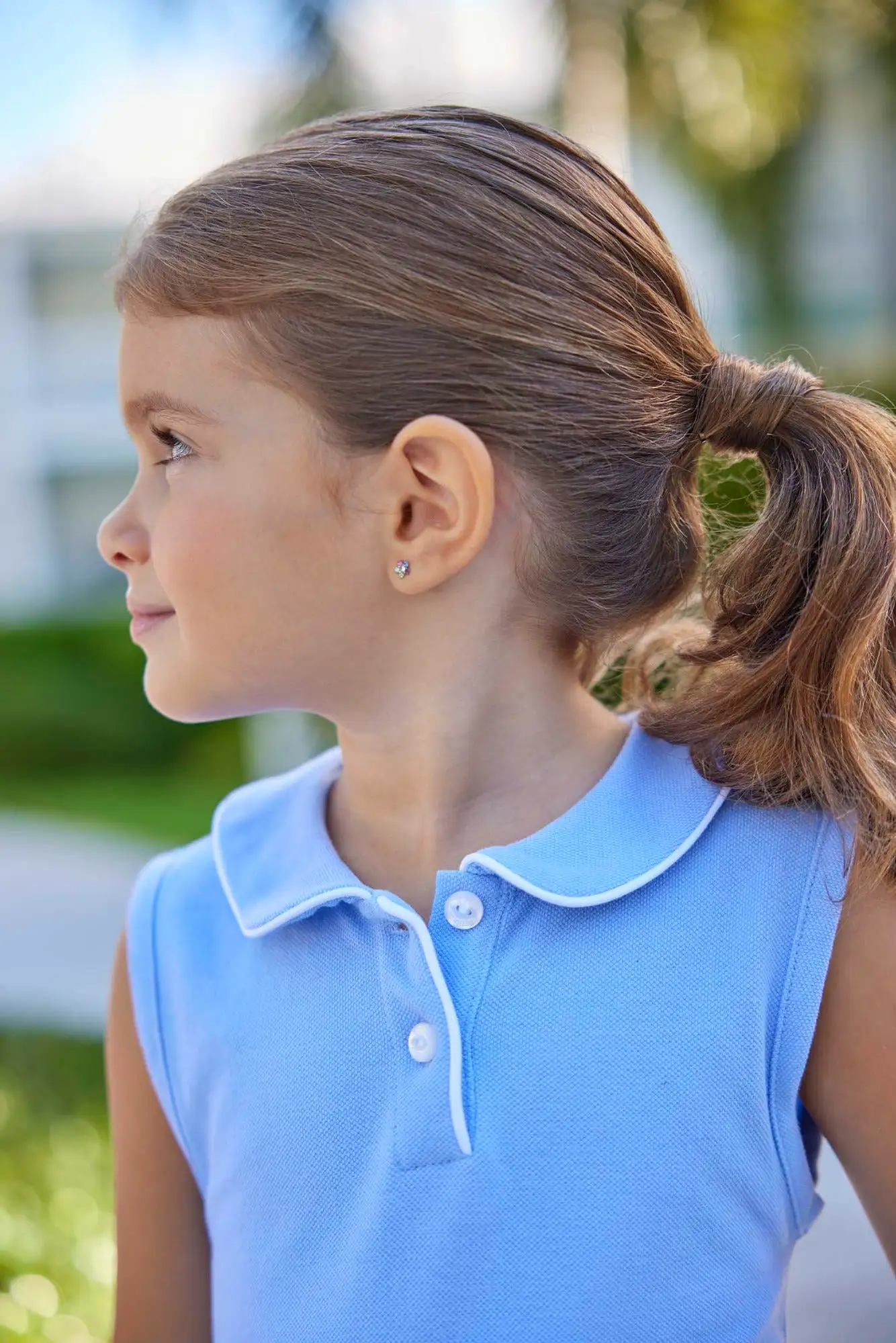 Sleeveless Polo Dress - Light Blue