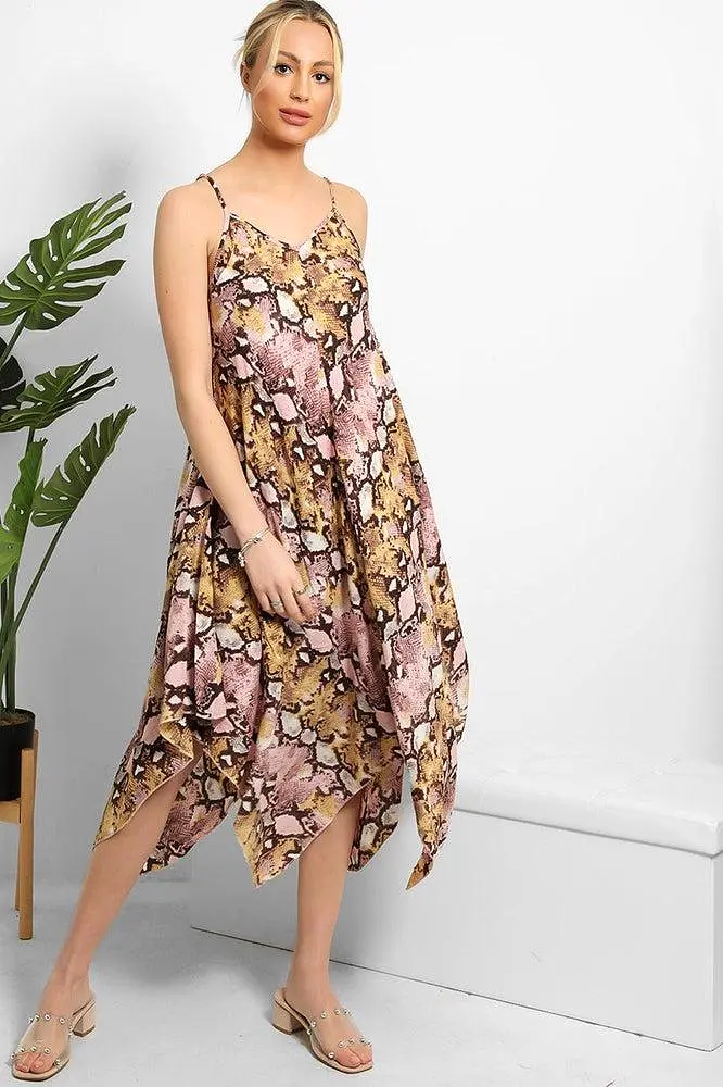 Snake Print Cami Handkerchief Dress