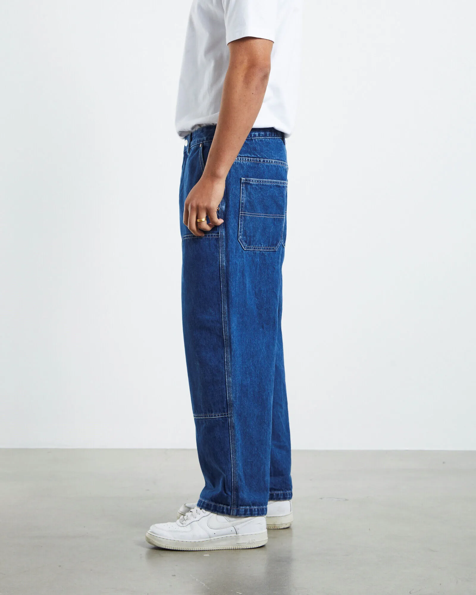 Spencer Project Double Knee Jeans Rinse Wash Blue