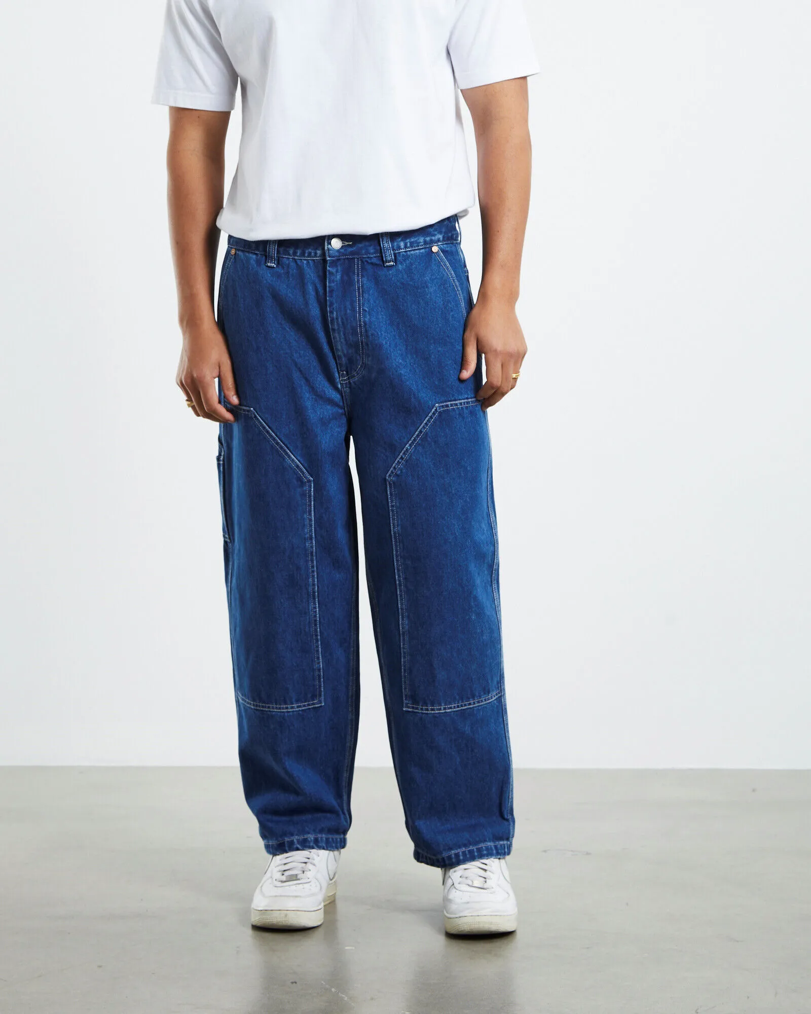 Spencer Project Double Knee Jeans Rinse Wash Blue