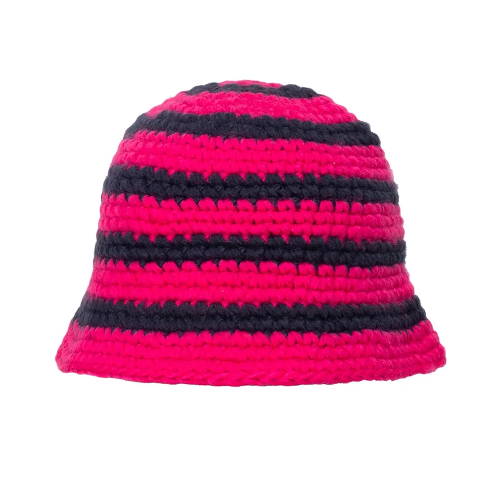 STSSY SWIRL KNIT BUCKET HAT // HOT PINK