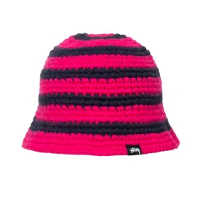 STSSY SWIRL KNIT BUCKET HAT // HOT PINK